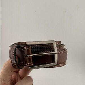 Bench Craft Canada Brown Leather Belt with Silver Buckle sz48
